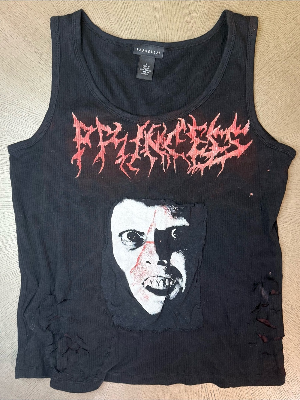 Custom Distressed Exorcist Horror Tank Top Grunge Punk Goth L